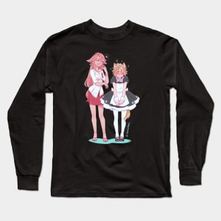 Gorou Maid with Yae Miko Long Sleeve T-Shirt